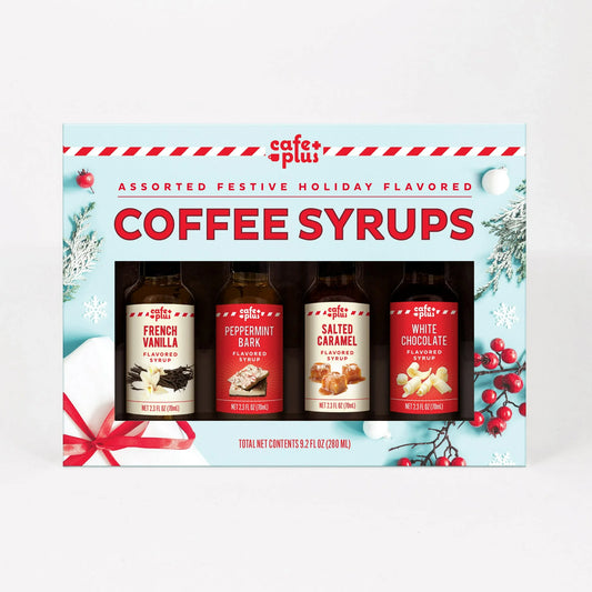 Cafe Plus Four Pack Coffee Syrup Sampler of Assorted Liquid Coffee Syrup Flavors